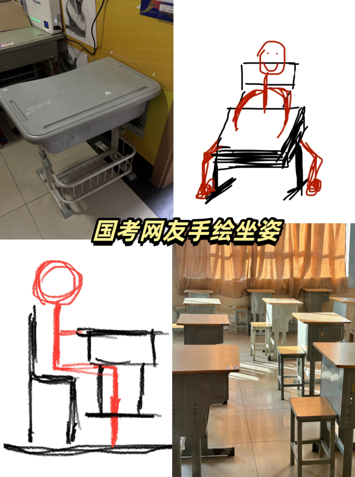 国考网友手绘坐姿-图源网络.png